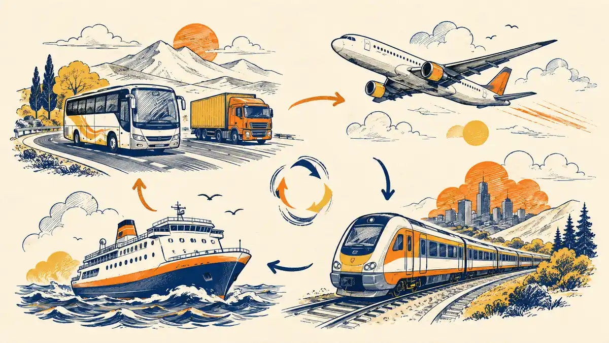 Empat moda transportasi yang diurus Kemenhub yaitu darat, laut, udara, dan perkeretaapian
